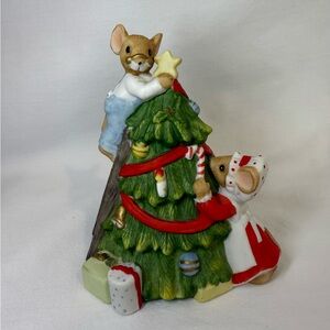 VTG Enesco Country Calico Mice Figurines 1983 Christmas Tree Decor